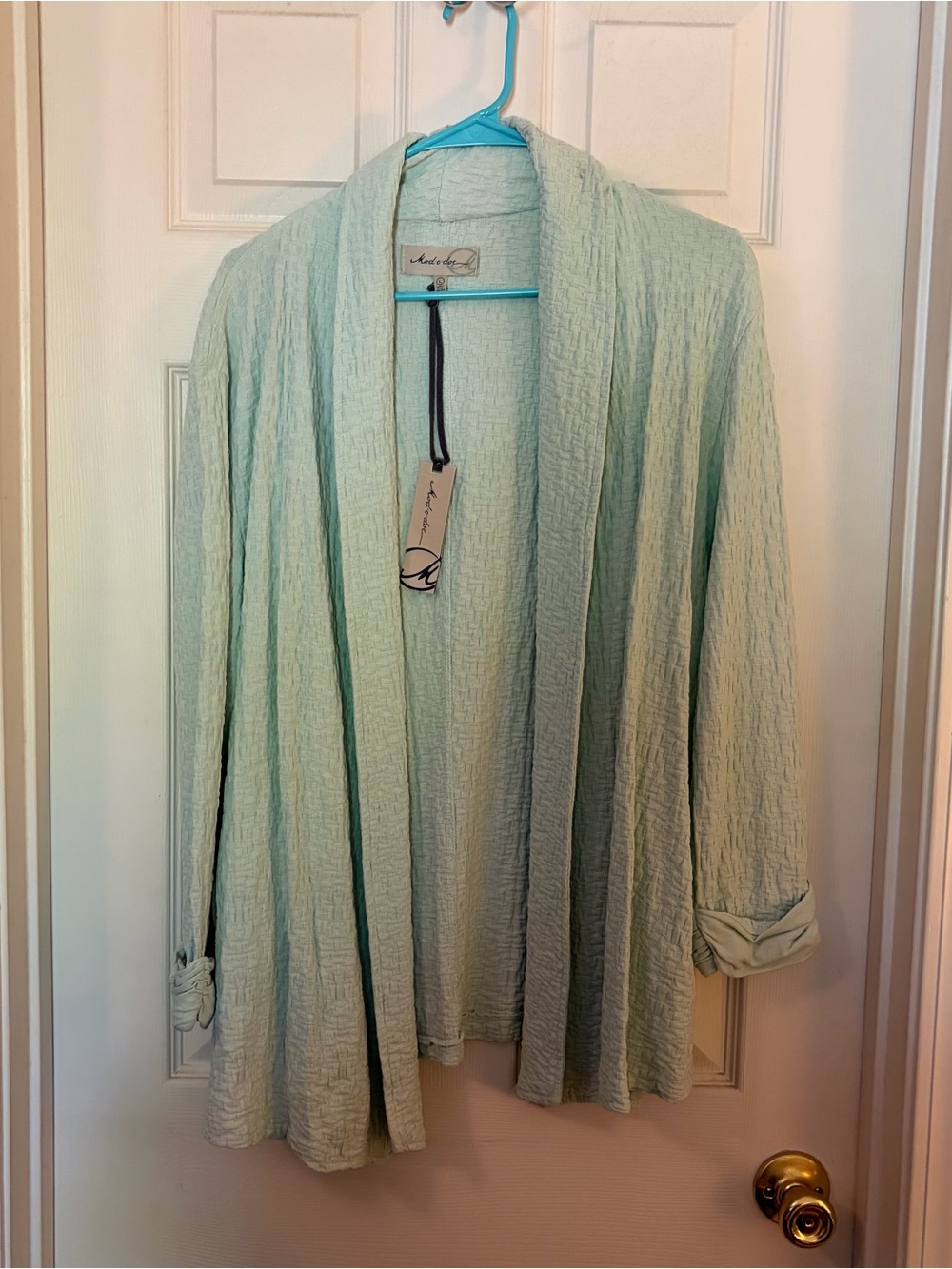 Light Mint Green Open Front Cardigan SZ L - NWT
